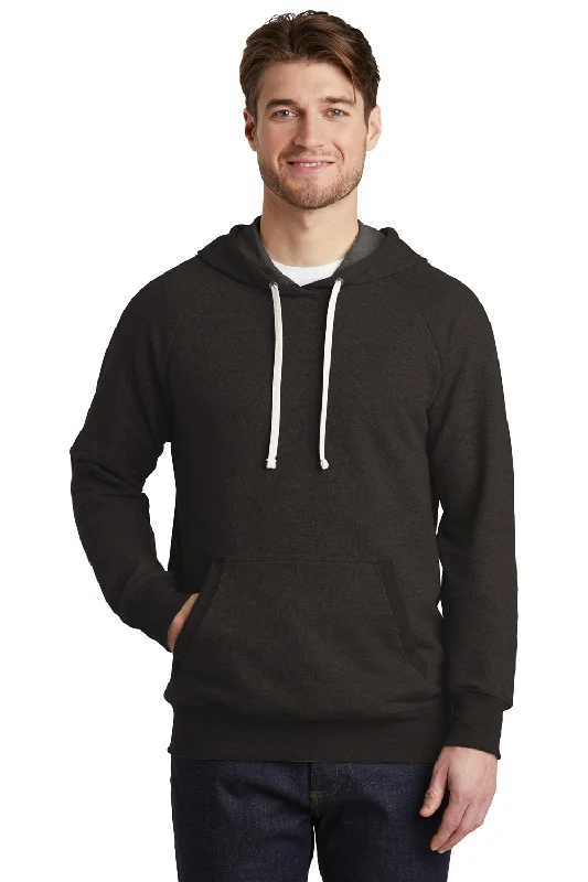 District Mens Perfect French Terry Hooded Sweatshirt Hoodie w/ Pouch Pocket - Black