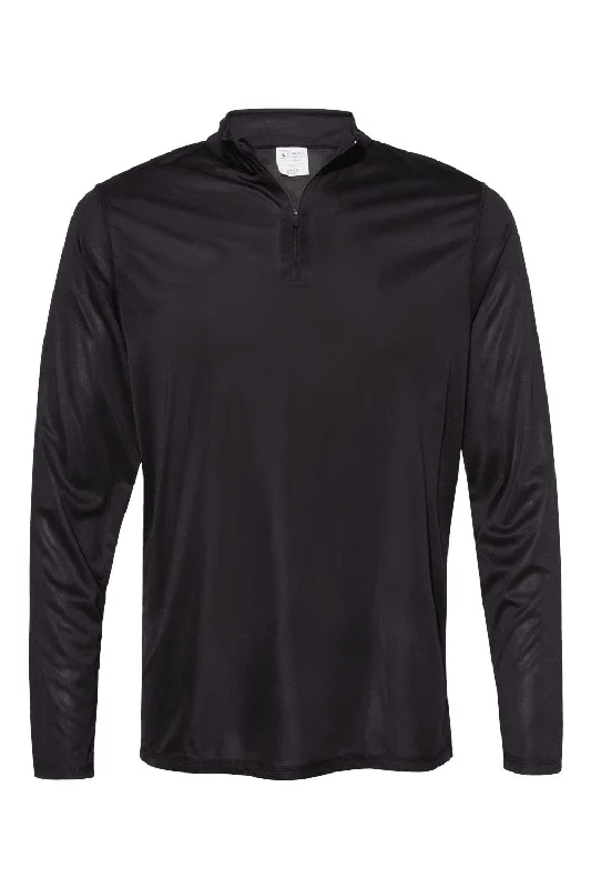 Augusta Sportswear Mens Attain Performance Moisture Wicking 1/4 Zip Sweatshirt - Black