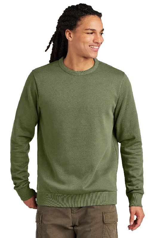 District Mens District Wash Fleece Crewneck Sweatshirt - Olive Drab Green - New