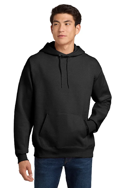 Hanes Mens Ultimate Cotton PrintPro XP Pill Resistant Hooded Sweatshirt Hoodie w/ Pouch Pocket - Black