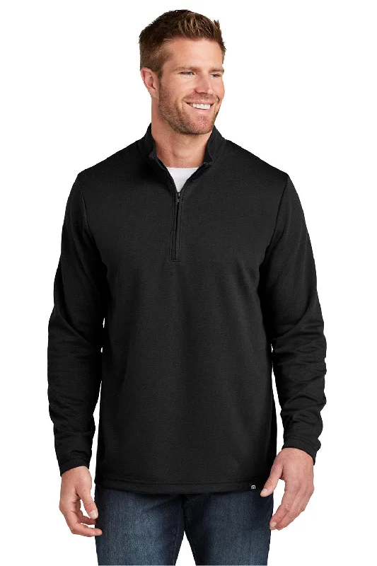 TravisMathew Mens Coveside Wrinkle Resistant 1/4 Zip Sweatshirt - Black - New