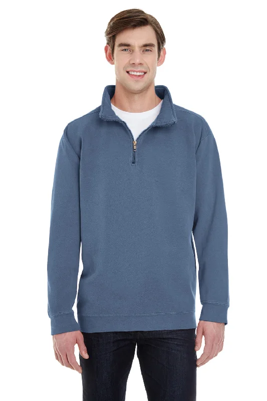 Comfort Colors Mens 1/4 Zip Sweatshirt - Blue Jean