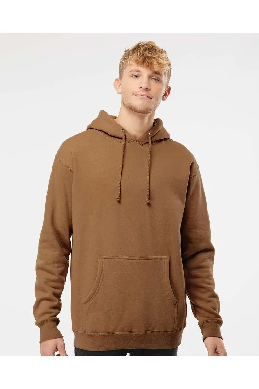 Independent Trading Co. Mens Hooded Sweatshirt Hoodie w/ Pouch Pocket - Saddle Brown