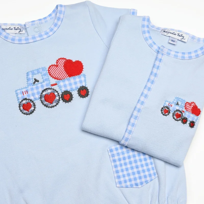 Tractor Full of Love Applique LS Tshirt