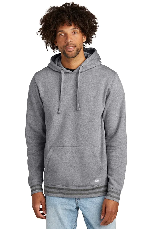 New Era Mens Comeback Fleece Hooded Sweatshirt Hoodie w/ Pouch Pocket - Heather Grey/Heather Dark Grey