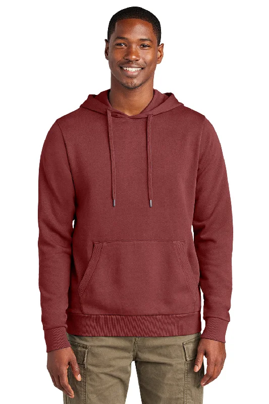 District Mens District Wash Fleece Hooded Sweatshirt Hoodie w/ Pouch Pocket - Garnet Red - New