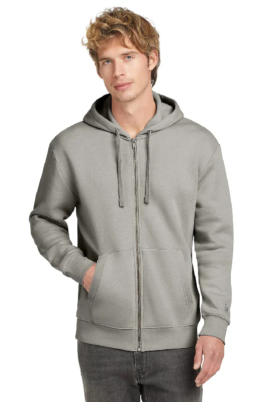 New Era Mens Heritage Fleece Full Zip Hooded Sweatshirt Hoodie w/ Pockets - Rainstorm Grey - New