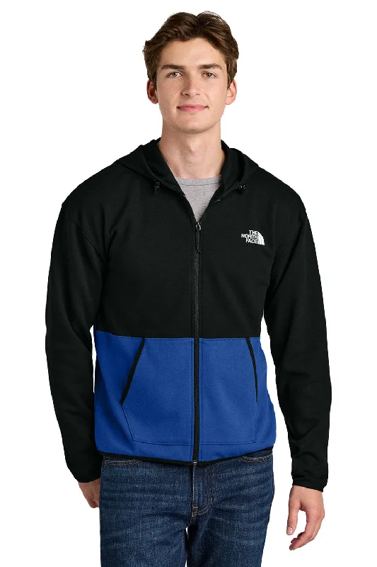 The North Face Mens Double Knit Full Zip Hooded Sweatshirt Hoodie w/ Pockets - Blue/Black - New