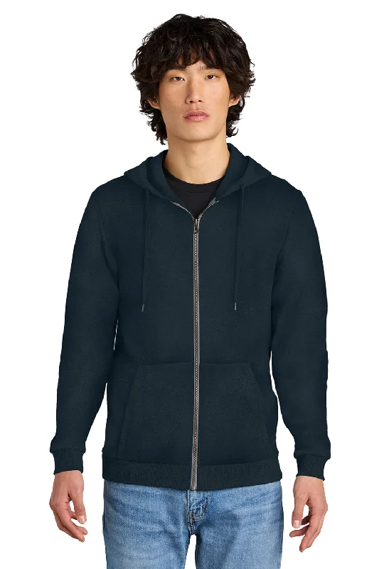 District Mens Perfect Tri Fleece Full Zip Hooded Sweatshirt Hoodie w/ Pockets - New Navy Blue