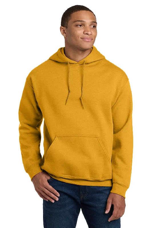 Gildan Mens Pill Resistant Hooded Sweatshirt Hoodie w/ Pouch Pocket - Gold