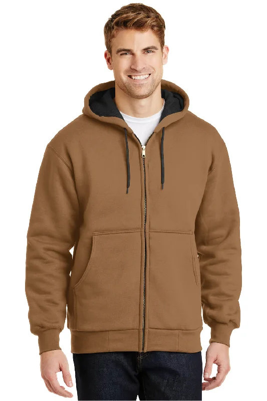 CornerStone Mens Full Zip Hooded Sweatshirt Hoodie w/ Pockets - Duck Brown