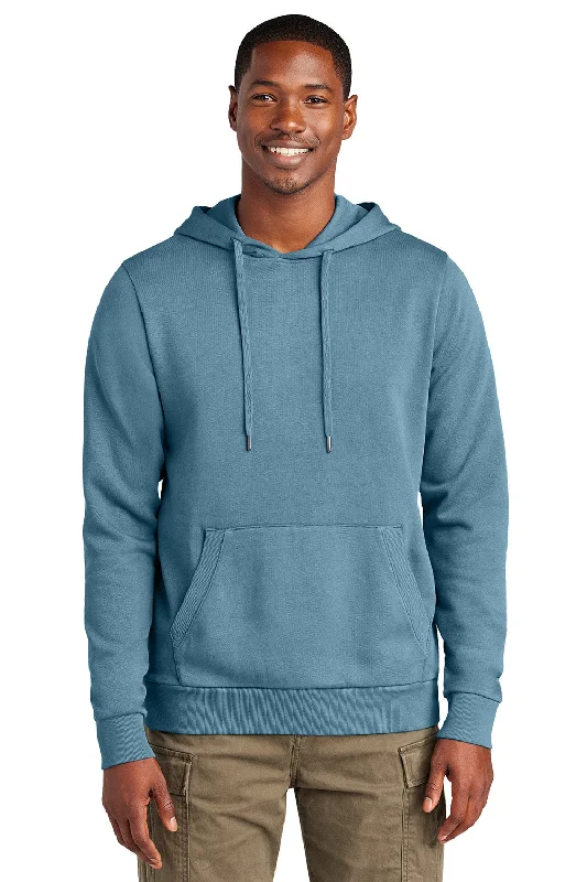 District Mens District Wash Fleece Hooded Sweatshirt Hoodie w/ Pouch Pocket - Dusk Blue - New