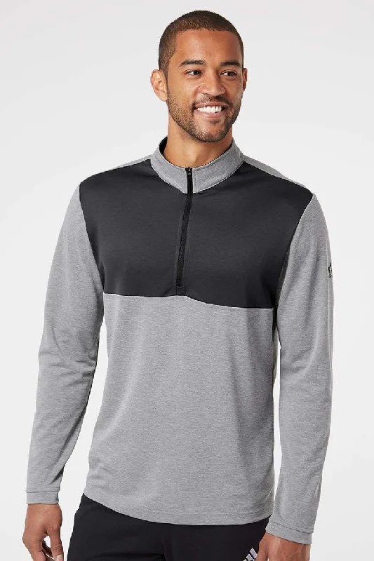 Adidas Mens UPF 50+ 1/4 Zip Sweatshirt - Heather Grey/Carbon Grey