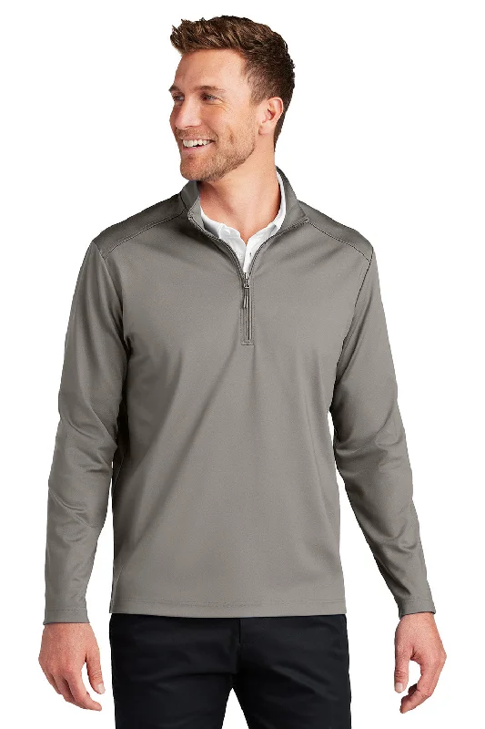 Port Authority Mens C-FREE Double Knit Moisture Wicking 1/4 Zip Sweatshirt - Smoke Grey - New