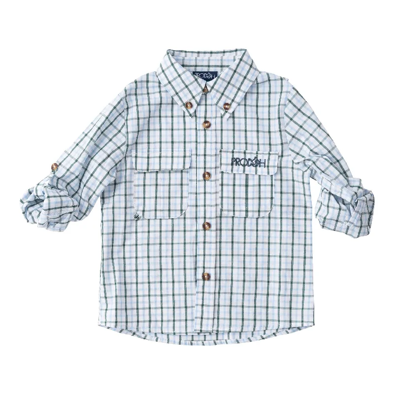 Founder’s Fishing Shirt, Blue/Green Windowpane