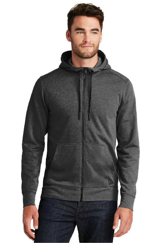 New Era Mens Fleece Full Zip Hooded Sweatshirt Hoodie w/ Pockets - Heather Black