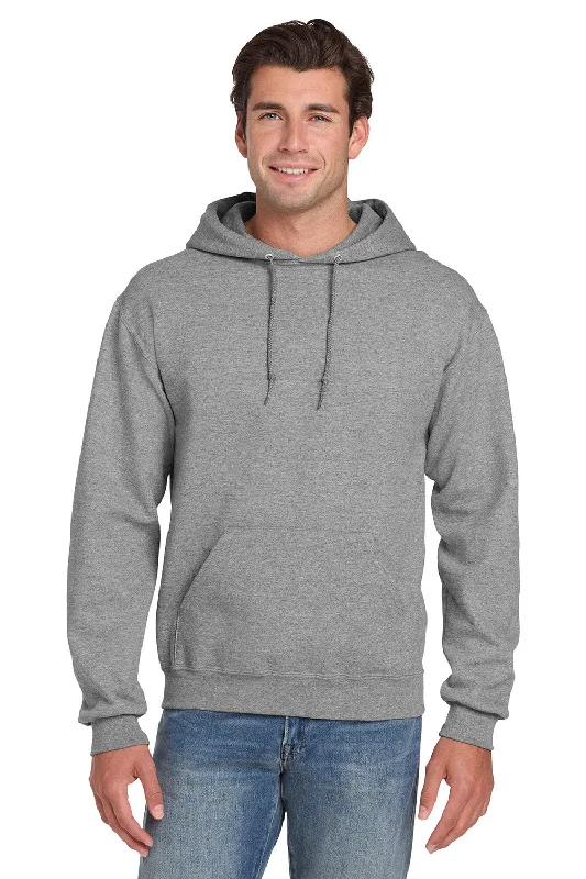 Jerzees Mens Super Sweats NuBlend Pill Resistant Fleece Hooded Sweatshirt Hoodie w/ Pouch Pocket - Oxford Grey