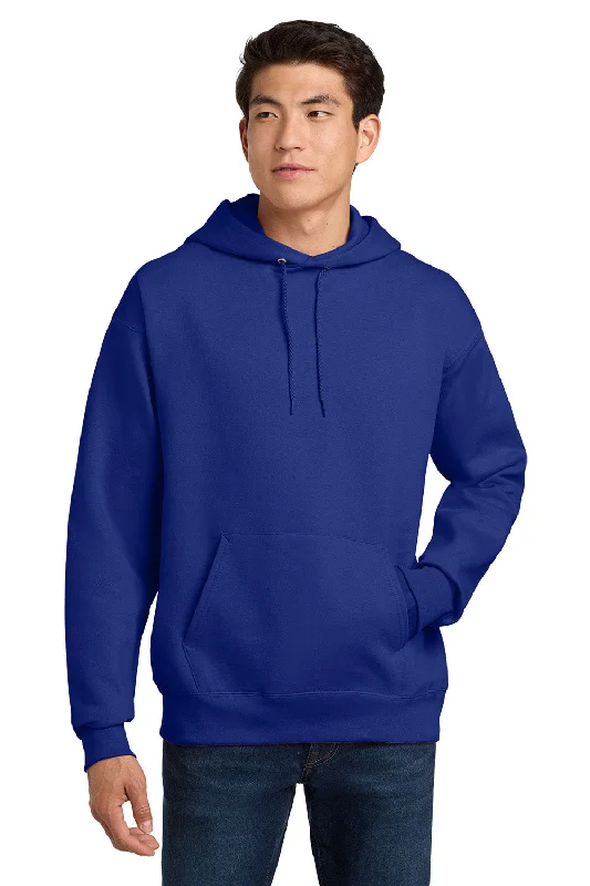 Hanes Mens Ultimate Cotton PrintPro XP Pill Resistant Hooded Sweatshirt Hoodie w/ Pouch Pocket - Deep Royal Blue