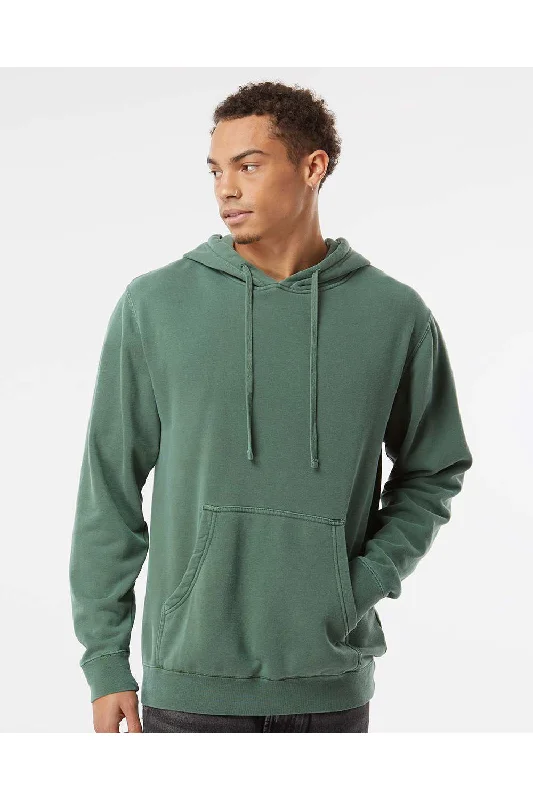 Independent Trading Co. Mens Pigment Dyed Hooded Sweatshirt Hoodie w/ Pouch Pocket - Alpine Green