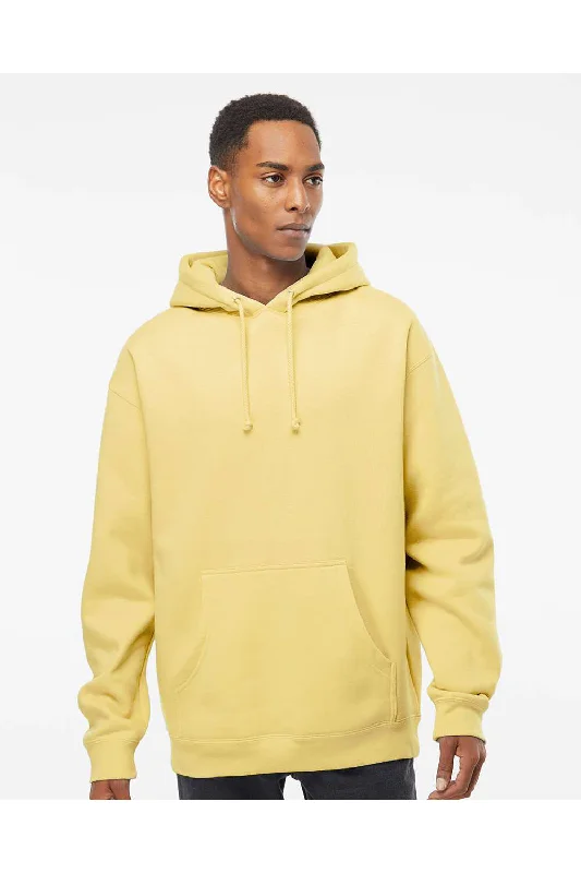 Independent Trading Co. Mens Hooded Sweatshirt Hoodie w/ Pouch Pocket - Light Yellow