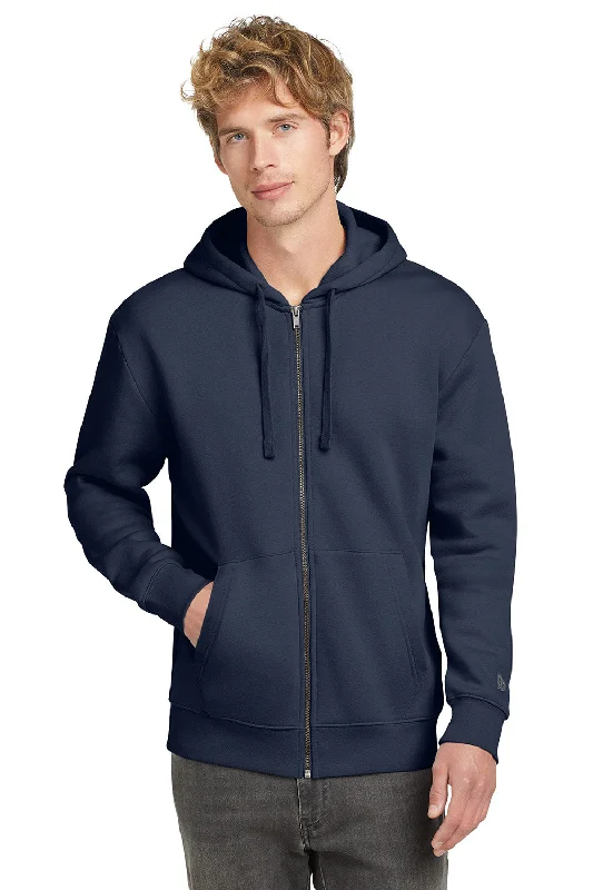 New Era Mens Heritage Fleece Full Zip Hooded Sweatshirt Hoodie w/ Pockets - True Navy Blue - New