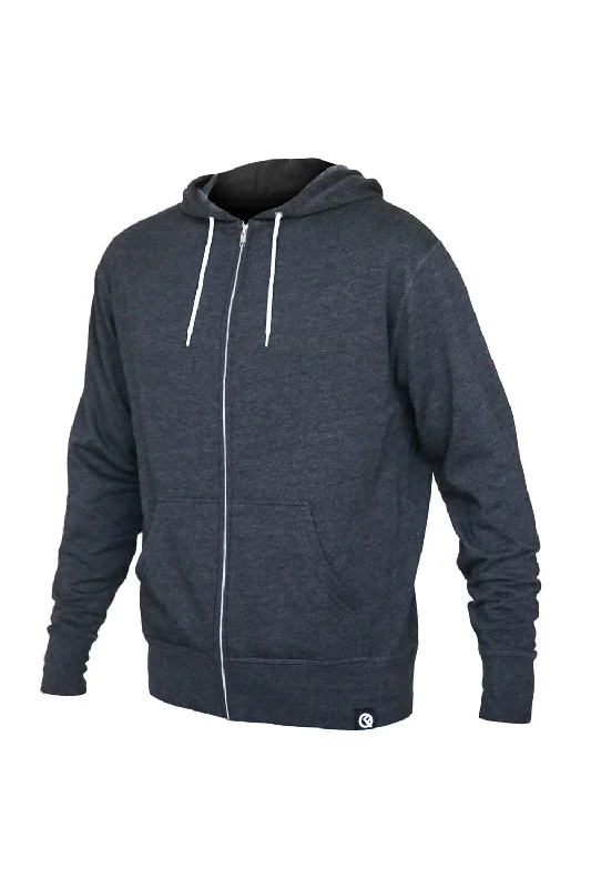 Quikflip Mens 2-in-1 Hero Lite Full Zip Hooded Sweatshirt Hoodie w/ Pockets - Charcoal Grey