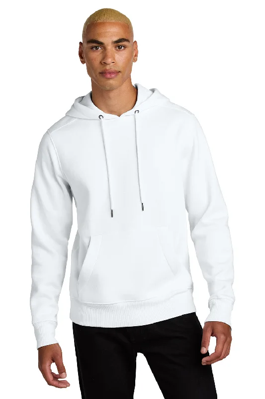 District Mens Perfect Weight Fleece Hooded Sweatshirt Hoodie w/ Pouch Pocket - Bright White