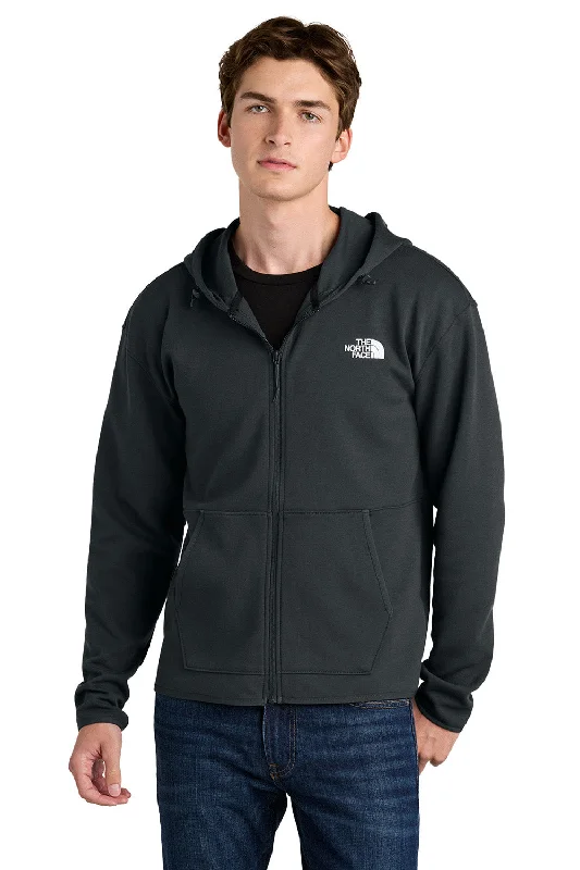 The North Face Mens Double Knit Full Zip Hooded Sweatshirt Hoodie w/ Pockets - Asphalt Grey - New