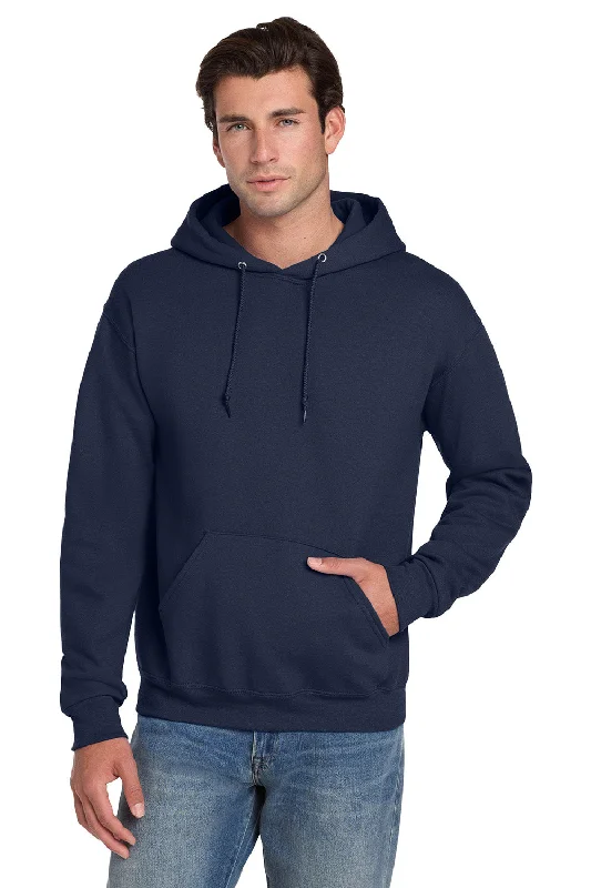 Jerzees Mens Super Sweats NuBlend Pill Resistant Fleece Hooded Sweatshirt Hoodie w/ Pouch Pocket - Navy Blue