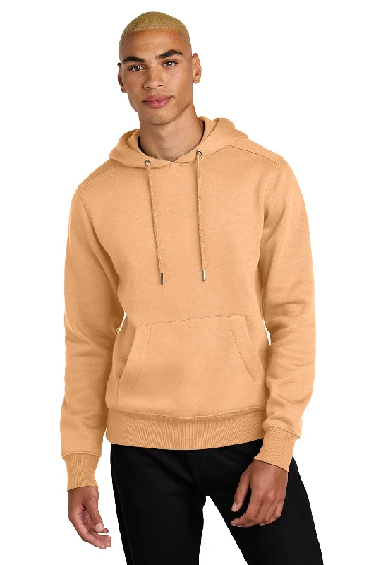 District Mens Perfect Weight Fleece Hooded Sweatshirt Hoodie w/ Pouch Pocket - Apricot Orange