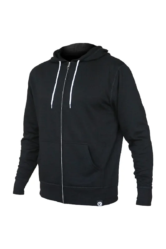 Quikflip Mens 2-in-1 Hero Lite Full Zip Hooded Sweatshirt Hoodie w/ Pockets - Black