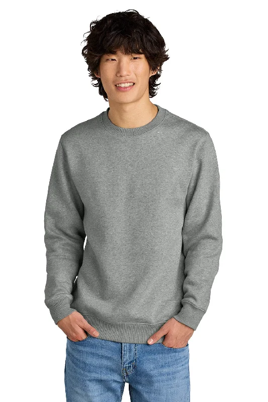 District Mens Perfect Weight Fleece Crewneck Sweatshirt - Heather Steel Grey - New