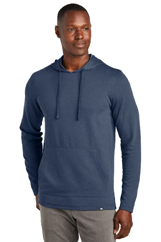 TravisMathew Mens Coveside Wrinkle Resistant Hooded Sweatshirt Hoodie w/ Pouch Pocket - Night Blue - New