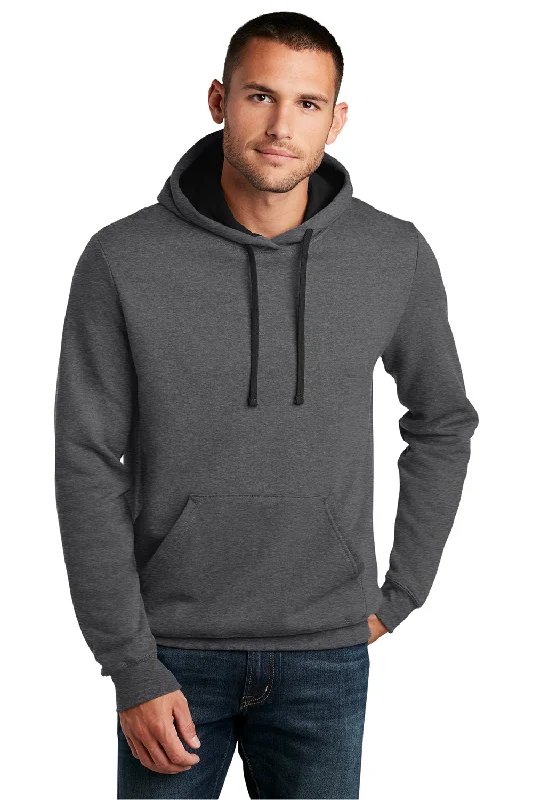 District Mens The Concert Fleece Hooded Sweatshirt Hoodie w/ Pouch Pocket - Heather Charcoal Grey