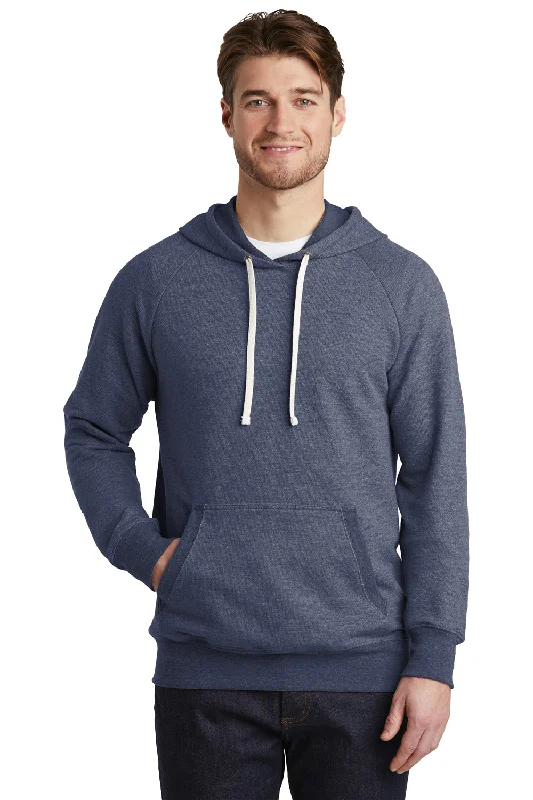 District Mens Perfect French Terry Hooded Sweatshirt Hoodie w/ Pouch Pocket - New Navy Blue