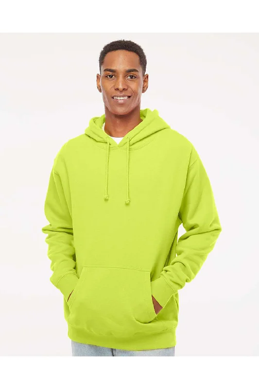 Independent Trading Co. Mens Hooded Sweatshirt Hoodie w/ Pouch Pocket - Safety Yellow