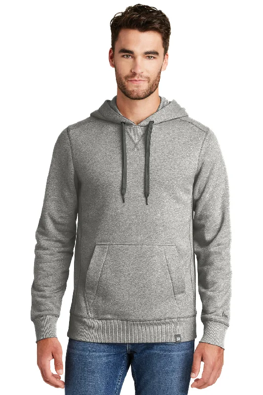 New Era Mens Sueded French Terry Hooded Sweatshirt Hoodie w/ Pouch Pocket - Light Graphite Grey Twist