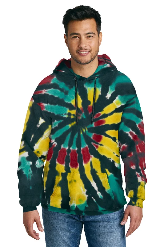 Port & Company Mens Tie-Dye Fleece Hooded Sweatshirt Hoodie w/ Pouch Pocket - Island