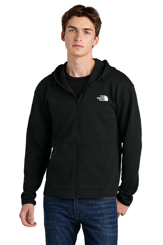 The North Face Mens Double Knit Full Zip Hooded Sweatshirt Hoodie w/ Pockets - Black - New