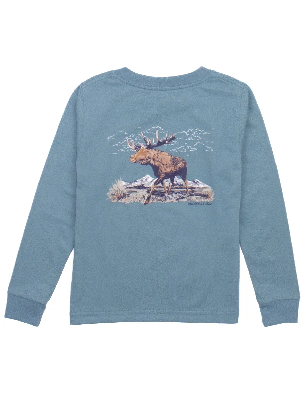 Moose LS T-Shirt Steel Blue