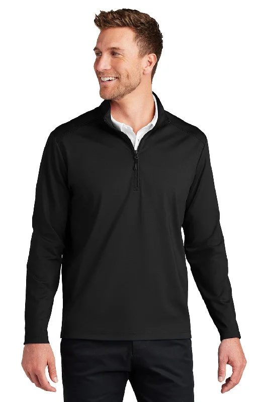 Port Authority Mens C-FREE Double Knit Moisture Wicking 1/4 Zip Sweatshirt - Deep Black - New