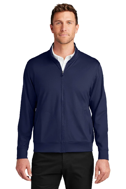 Port Authority Mens C-FREE Double Knit Moisture Wicking Full Zip Sweatshirt w/ Pockets - True Navy Blue - New