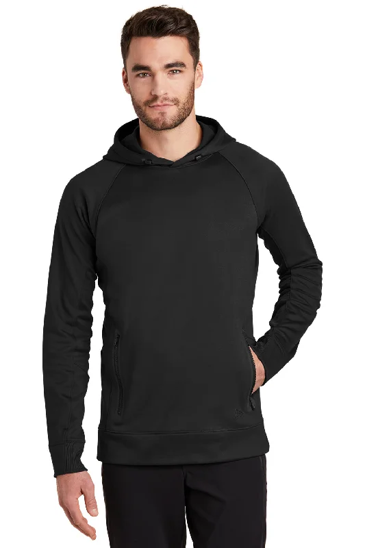 New Era Mens Venue Fleece Moisture Wicking Hooded Sweatshirt Hoodie w/ Pockets - Black