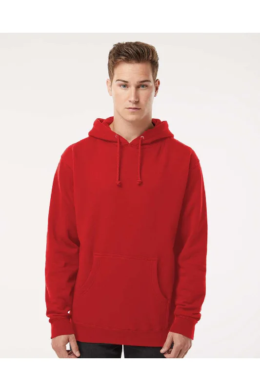 Independent Trading Co. Mens Hooded Sweatshirt Hoodie w/ Pouch Pocket - Red