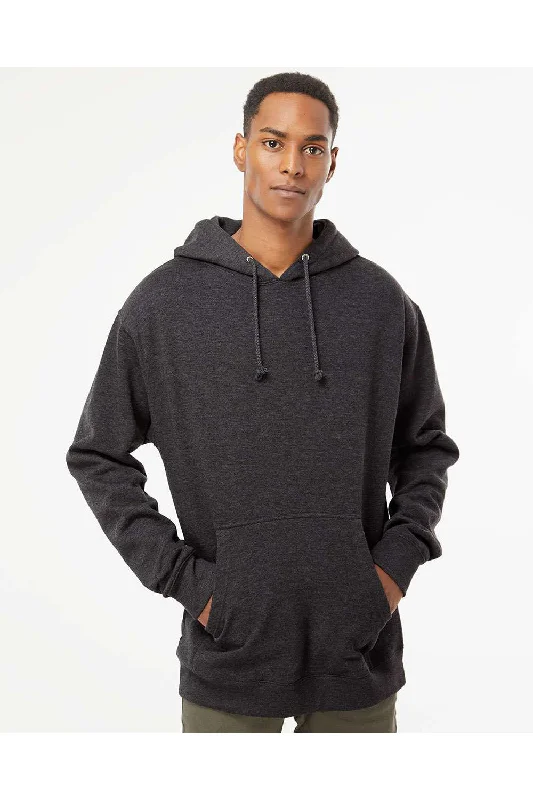 Independent Trading Co. Mens Hooded Sweatshirt Hoodie w/ Pouch Pocket - Heather Charcoal Grey