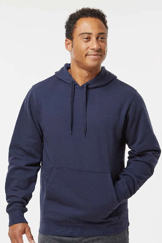 Augusta Sportswear Mens Fleece Hooded Sweatshirt Hoodie w/ Pouch Pocket - Navy Blue - Closeout