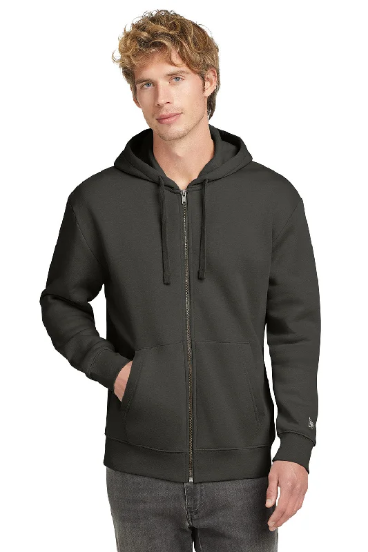 New Era Mens Heritage Fleece Full Zip Hooded Sweatshirt Hoodie w/ Pockets - Graphite Grey - New