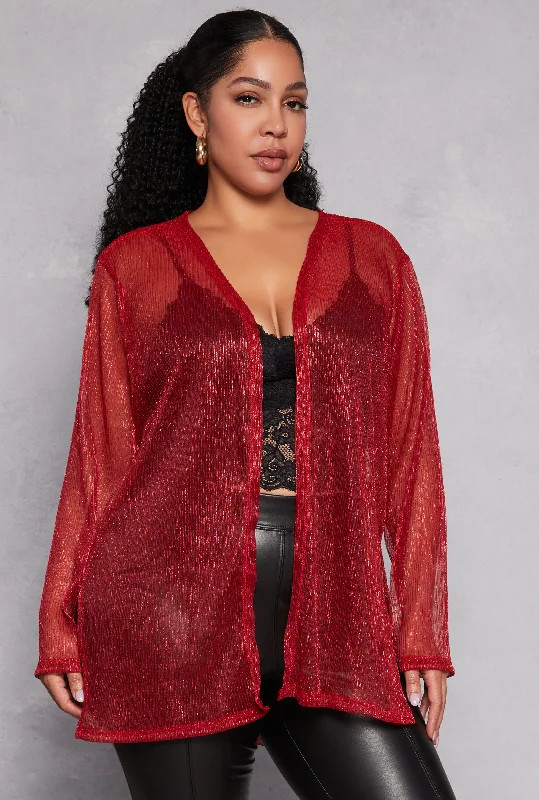 Plus Size Lurex Side Slit Duster