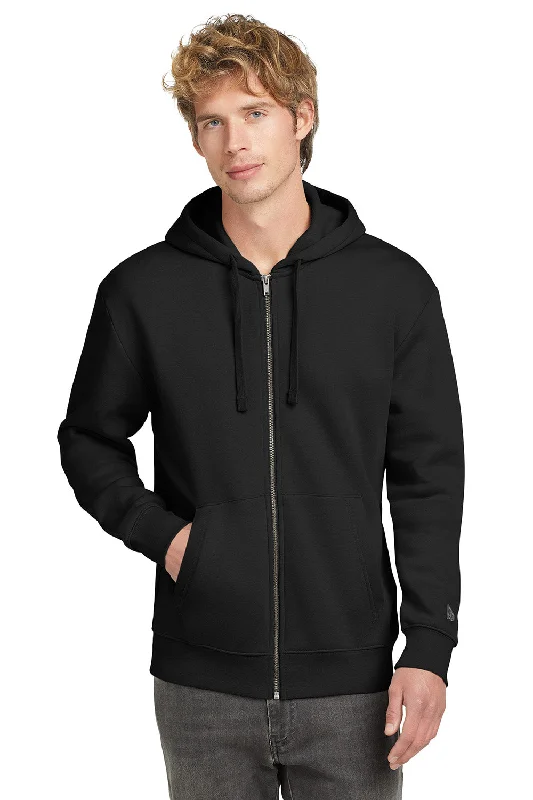 New Era Mens Heritage Fleece Full Zip Hooded Sweatshirt Hoodie w/ Pockets - Black - New