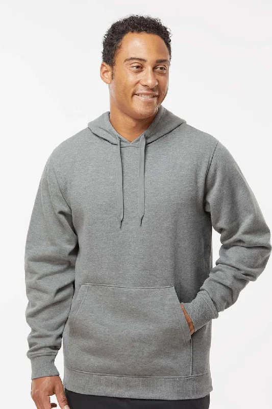 Augusta Sportswear Mens Fleece Hooded Sweatshirt Hoodie w/ Pouch Pocket - Heather Charcoal Grey - Closeout